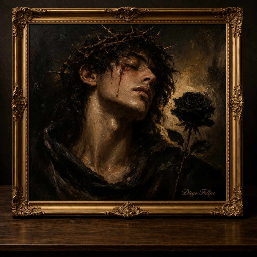 Gothic portrait with thorn crown