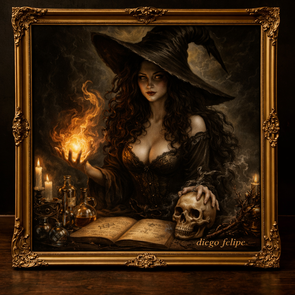 La sorcière et ses sorts enflammés