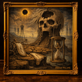 Surreal landscape with skull tower