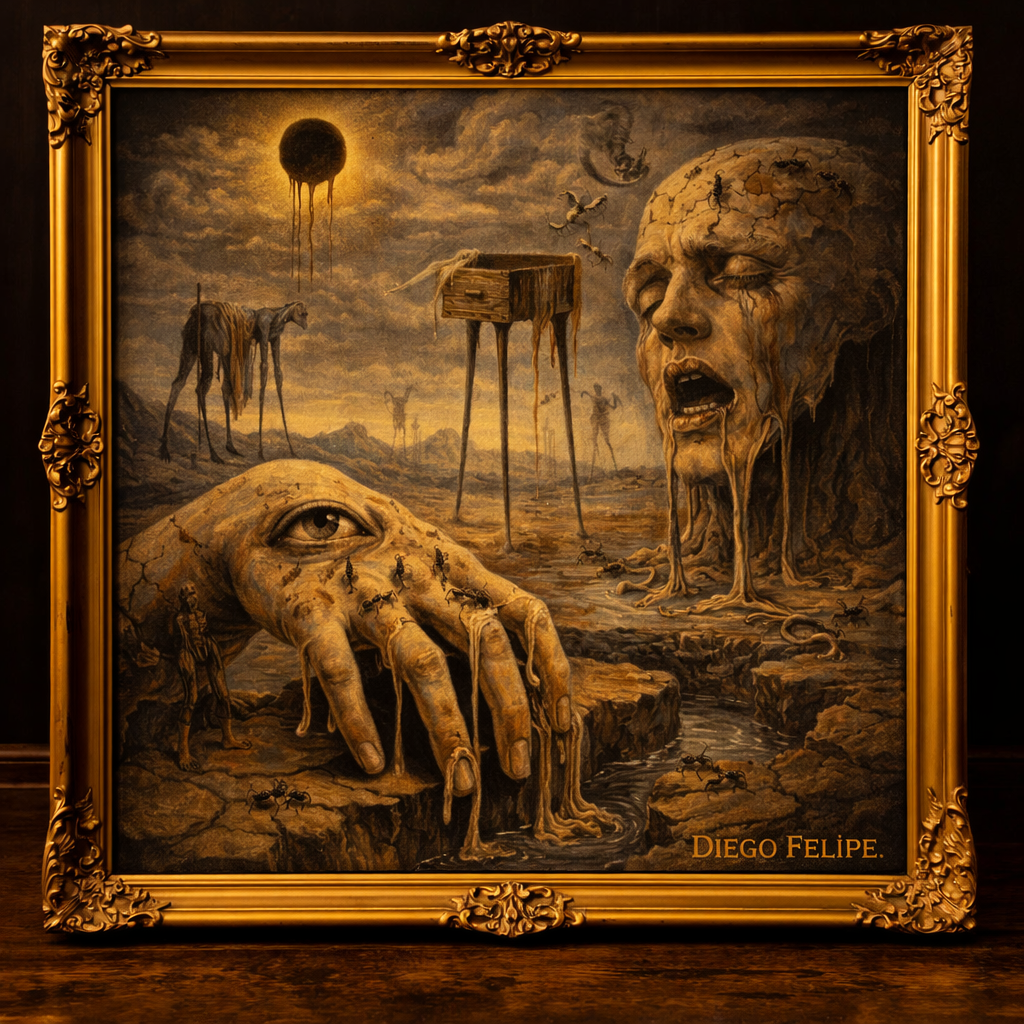 Surreal landscape with skull tower
