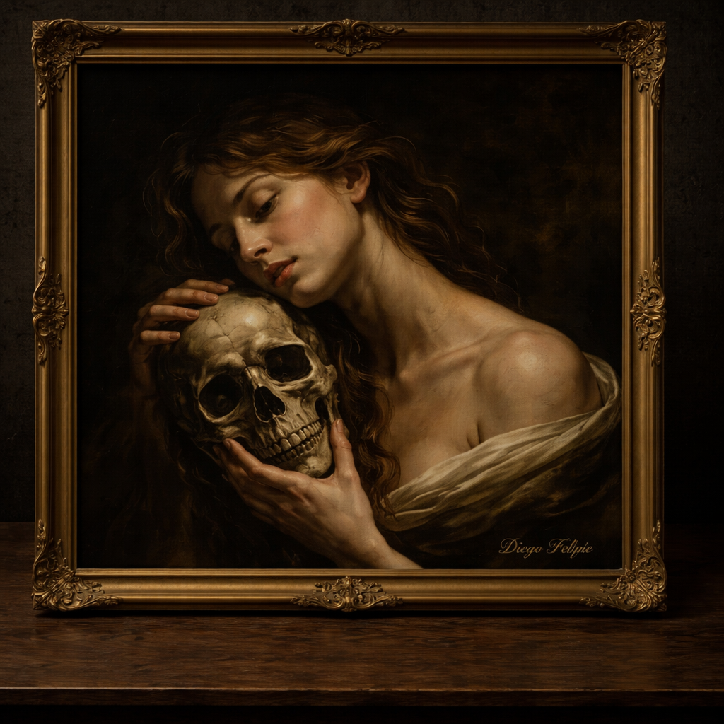 Surréaliste portrait dans un cadre orné